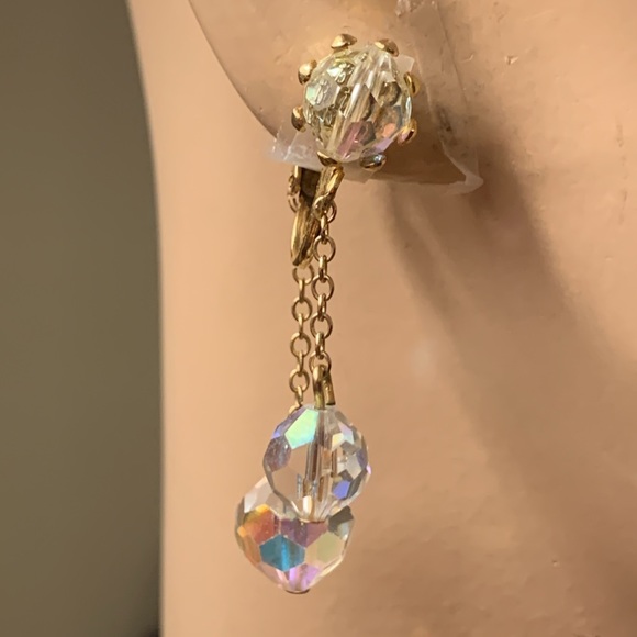 60 s DOUBLE DANGLING CRYSTAL EARRINGS - Picture 14 of 14